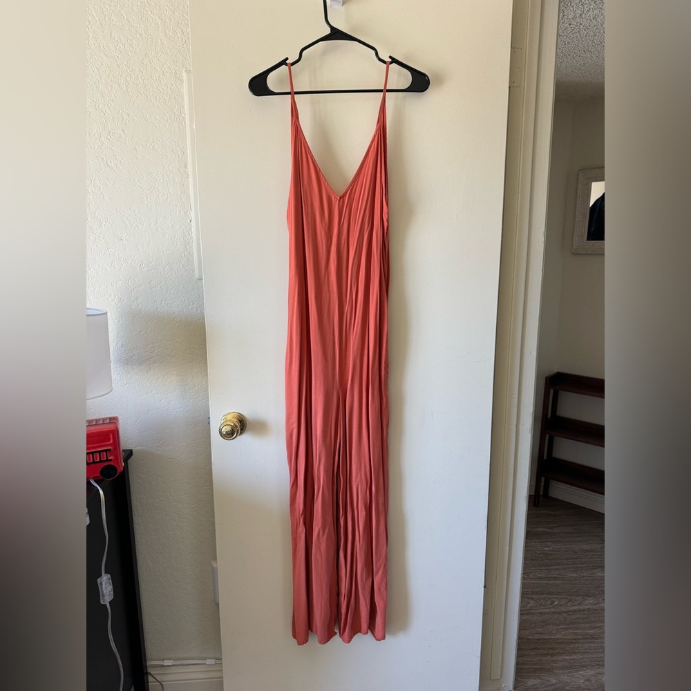 Wide Leg Orange Jumpsuit